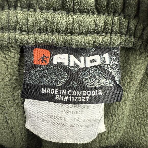 AND1 Pants Mens Small S Green Ankle Zip Basketball Running Drawstring Athletic - Picture 6 of 8